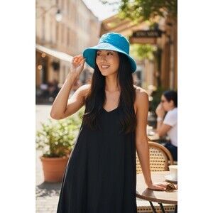 Women’s Scala Collezione  Bucket Hat Teal  White lining and tie rope Wide Brim